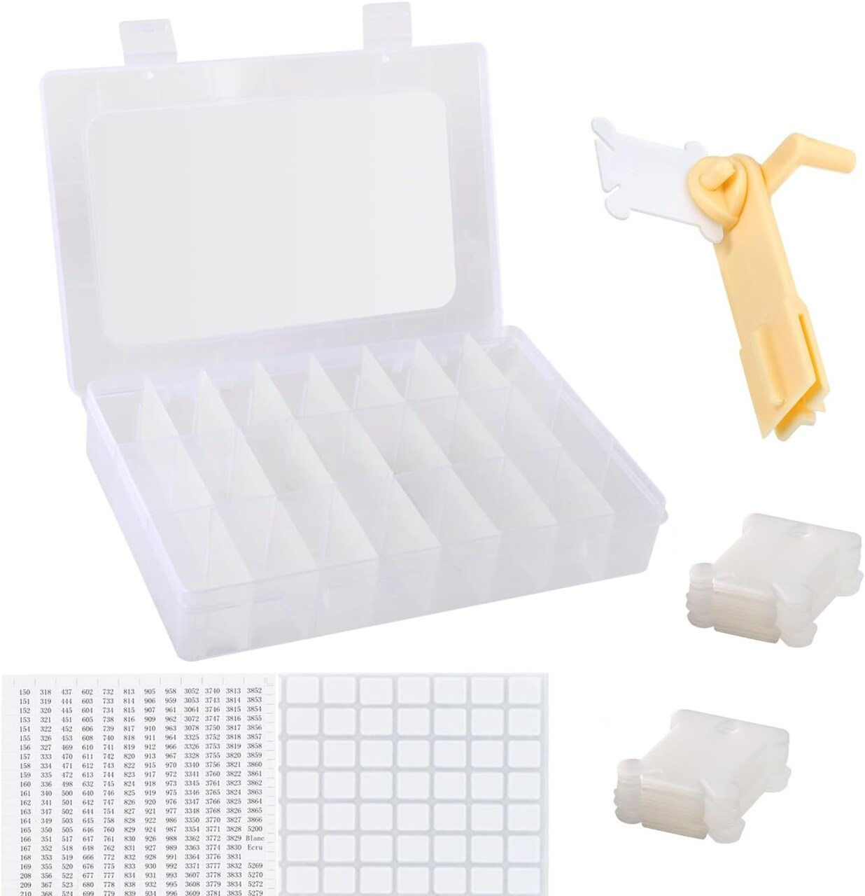 Embroidery Floss Organizer, Cross Stitch Thread Storage Box Tools - Bobbin (White) 7.7"L x 5.2"W x 1.5"H